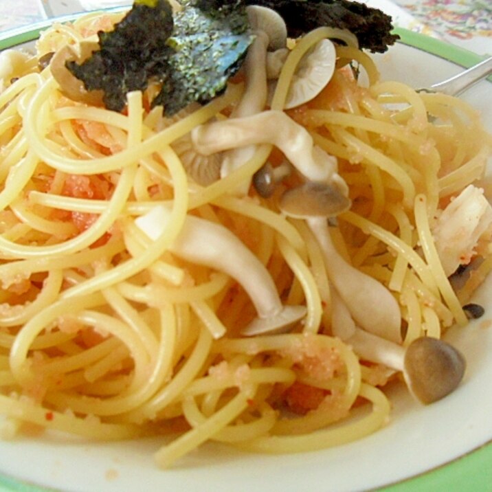 簡単おいしい明太子パスタ　しめじ入り